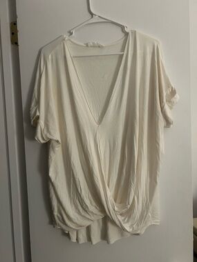 Double Zero Cream V-Neck Draped Front Tunic